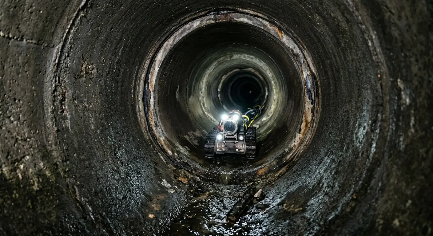 Robotic sewer camera inspecting pipe interior for Sewer Line Cleaning in Ontario